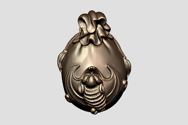 【招財蝠袋】小型五軸雕刻機精雕圖紙YD-GJ10098