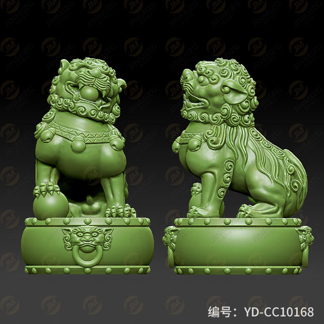 【獅子02雄】玉雕機平面浮雕圖紙YD-CC10168